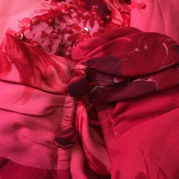 Donna Morgan Ombré Pink & Red Floral Gorgeous Gown Size M - Picture 7 of 13